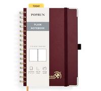 POPRUN Spiral Bullet Blank Journal Notebook, [A5 Size] - 120 Gsm Thick Paper, 141 Numbered Pages, Wirebound Notepad for Sketch Men & Women with Pocket, Index Tabs, 8 Perforated Sheets, Burgundy