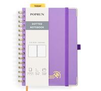 POPRUN Spiral Bullet Dotted Journal Notebook, [A5 Size] - 120 Gsm Thick Paper, 141 Numbered Pages, Wirebound Notepad for Men & Women with Pocket, Index Tabs, 8 Perforated Sheets, Violet