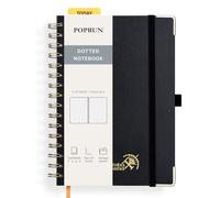 POPRUN Spiral Bullet Dotted Journal Notebook, [A5 Size] - 120 Gsm Thick Paper, 141 Numbered Pages, Wirebound Notepad for Men & Women with Pocket, Index Tabs, 8 Perforated Sheets, Black