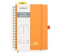 POPRUN Spiral Bullet Dotted Journal Notebook, [A5 Size] - 120 Gsm Thick Paper, 141 Numbered Pages, Wirebound Notepad for Men & Women with Pocket, Index Tabs, 8 Perforated Sheets, Orange