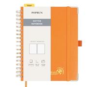POPRUN Spiral Bullet Dotted Journal Notebook, [B5 Size] - 120 Gsm Thick Paper, 220 Numbered Pages, Wirebound Notepad for Men & Women with Pocket, Index Tabs, 8 Perforated Sheets, Orange