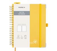 POPRUN Spiral Bullet Dotted Journal Notebook, [B5 Size] - 120 Gsm Thick Paper, 220 Numbered Pages, Wirebound Notepad for Men & Women with Pocket, Index Tabs, 8 Perforated Sheets, Light Yellow
