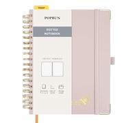 POPRUN Spiral Bullet Dotted Journal Notebook, [B5 Size] - 120 Gsm Thick Paper, 220 Numbered Pages, Wirebound Notepad for Men & Women with Pocket, Index Tabs, 8 Perforated Sheets, Light Pink