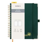 POPRUN Spiral Bullet Dotted Journal Notebook, [B5 Size] - 120 Gsm Thick Paper, 220 Numbered Pages, Wirebound Notepad for Men & Women with Pocket, Index Tabs, 8 Perforated Sheets, Dark green