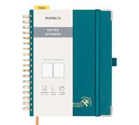 POPRUN Spiral Bullet Dotted Journal Notebook, [B5 Size] - 120 Gsm Thick Paper, 220 Numbered Pages, Wirebound Notepad for Men & Women with Pocket, Index Tabs, 8 Perforated Sheets, Pacific Green