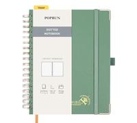POPRUN Spiral Bullet Dotted Journal Notebook, [B5 Size] - 120 Gsm Thick Paper, 220 Numbered Pages, Wirebound Notepad for Men & Women with Pocket, Index Tabs, 8 Perforated Sheets, Midnight Green