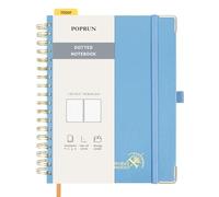 POPRUN Spiral Bullet Dotted Journal Notebook, [B5 Size] - 120 Gsm Thick Paper, 220 Numbered Pages, Wirebound Notepad for Men & Women with Pocket, Index Tabs, 8 Perforated Sheets, Haze Blue