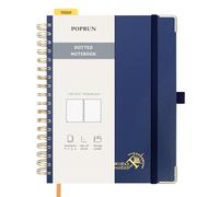 POPRUN Spiral Bullet Dotted Journal Notebook, [B5 Size] - 120 Gsm Thick Paper, 220 Numbered Pages, Wirebound Notepad for Men & Women with Pocket, Index Tabs, 8 Perforated Sheets, Navy blue