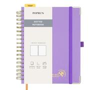 POPRUN Spiral Bullet Dotted Journal Notebook, [B5 Size] - 120 Gsm Thick Paper, 220 Numbered Pages, Wirebound Notepad for Men & Women with Pocket, Index Tabs, 8 Perforated Sheets, Violet
