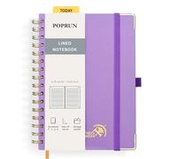 POPRUN Spiral Bullet Lined Journal Notebook, [A5 Size] - 120 Gsm Thick Paper, 141 Numbered Pages, Wirebound Notepad for Men & Women with Pocket, Index Tabs, 8 Perforated Sheets, Violet