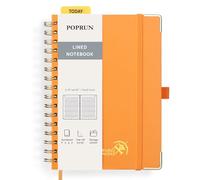 POPRUN Spiral Bullet Lined Journal Notebook, [A5 Size] - 120 Gsm Thick Paper, 141 Numbered Pages, Wirebound Notepad for Men & Women with Pocket, Index Tabs, 8 Perforated Sheets, Orange