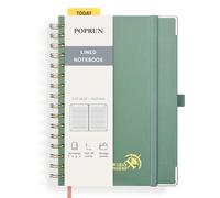 POPRUN Spiral Bullet Lined Journal Notebook, [A5 Size] - 120 Gsm Thick Paper, 141 Numbered Pages, Wirebound Notepad for Men & Women with Pocket, Index Tabs, 8 Perforated Sheets, Midnight Green