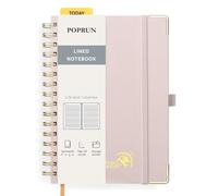 POPRUN Spiral Bullet Lined Journal Notebook, [A5 Size] - 120 Gsm Thick Paper, 141 Numbered Pages, Wirebound Notepad for Men & Women with Pocket, Index Tabs, 8 Perforated Sheets, Light Pink