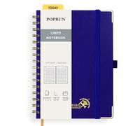 POPRUN Spiral Bullet Lined Journal Notebook, [A5 Size] - 120 Gsm Thick Paper, 141 Numbered Pages, Wirebound Notepad for Men & Women with Pocket, Index Tabs, 8 Perforated Sheets, Royal blue