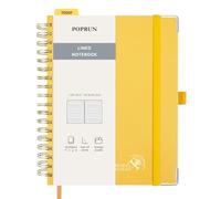 POPRUN Spiral Bullet Lined Journal Notebook, [B5 Size] - 120 Gsm Thick Paper, 220 Numbered Pages, Wirebound Notepad for Men & Women with Pocket, Index Tabs, 8 Perforated Sheets, Light Yellow