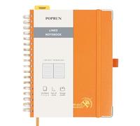 POPRUN Spiral Bullet Lined Journal Notebook, [B5 Size] - 120 Gsm Thick Paper, 220 Numbered Pages, Wirebound Notepad for Men & Women with Pocket, Index Tabs, 8 Perforated Sheets, Orange