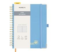 POPRUN Spiral Bullet Lined Journal Notebook, [B5 Size] - 120 Gsm Thick Paper, 220 Numbered Pages, Wirebound Notepad for Men & Women with Pocket, Index Tabs, 8 Perforated Sheets, Haze Blue