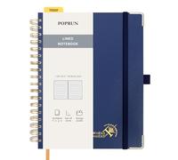 POPRUN Spiral Bullet Lined Journal Notebook, [B5 Size] - 120 Gsm Thick Paper, 220 Numbered Pages, Wirebound Notepad for Men & Women with Pocket, Index Tabs, 8 Perforated Sheets, Navy blue