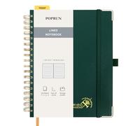 POPRUN Spiral Bullet Lined Journal Notebook, [B5 Size] - 120 Gsm Thick Paper, 220 Numbered Pages, Wirebound Notepad for Men & Women with Pocket, Index Tabs, 8 Perforated Sheets, Dark green