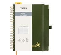 POPRUN Spiral Bullet Lined Journal Notebook, [B5 Size] - 120 Gsm Thick Paper, 220 Numbered Pages, Wirebound Notepad for Men & Women with Pocket, Index Tabs, 8 Perforated Sheets, Olive