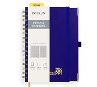 POPRUN Spiral Bullet Squared Journal Notebook, [A5 Size] - 120 Gsm Thick Paper, 141 Numbered Pages, Wirebound Notepad for Men & Women with Pocket, Index Tabs, 8 Perforated Sheets, Royal blue