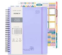 POPRUN Teacher Lesson Planner 2026-2027, (Letter Size - 8.5'' x 11'') Academic Planner July 2026 - June 2027 with Gradebook & Color Monthly Tabs, Thick Paper, 2-Sided Pocket, Leather Cover, Lilac