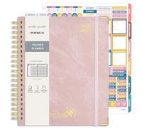 POPRUN Teacher Planner 2026-2027 Academic Year, Large Size 8.5"x 11", Monthly and Weekly Calendar, July 2026 - June 2027, Plan book with Hardcover, Spiral Bound, School Supplies for Classroom - Pink