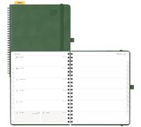 POPRUN Weekly Planner 2026-2027 (July 26-June 27), Large-8.5"x 10.5", Academic Agenda 2026-2027 Calendar Notebook with Monthly Tabs, Inner Pockets, Spiral Leather Softcover, 100GSM - Green