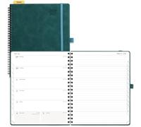 POPRUN Weekly Planner 2026-2027 (July 26-June 27), Large-8.5"x 10.5", Academic Agenda 2026-2027 Calendar Notebook with Monthly Tabs, Inner Pockets, Spiral Leather Softcover, 100GSM - Petrol Green