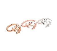Pops & Coco Adjustable Open Leaf Branch Ring Stainless Steel Gold Plated. Dainty, Cute Jewellery Gold, Rose Gold, SIlver (Rose Gold)