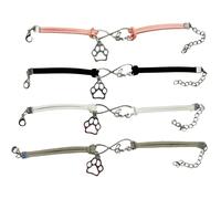 Pops & Coco Love Paw Print Suedette Bracelet Pretty Silver Pink Black White Grey Adjustable Pet Dog Cat (Grey)