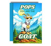 Pops Funny Birthday Card For Goat Greatest Of All Time JBS258 | Cute Humour Design, From Dad Grandad Son Daughter Family