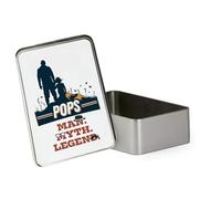 Pops Man Myth Legend, Gift For Father's Day, Metal Tin Storage Box, Biscuit, Chocolate,Tin, Emergency Stuff Tin. (Rectangular)