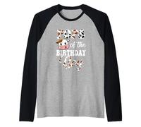 Pops of The Birthday Boy Cow Farm 1St Birthday Boy Raglan Baseball Tee