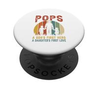 Pops Proud A Hero And Love Cute Son Daughter Father's Day PopSockets Adhesive PopGrip