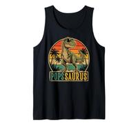 POPS Saurus Vintage T-Rex Dinosaur Fathers Day Tank Top