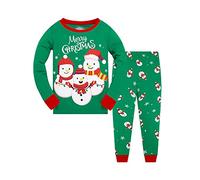 Popshion Little Boys Girls Christmas Pyjamas Sets for Toddler 100% Cotton Dinosaur Planet Sleepwear Long Sleeve 2 Piece kids Clothes Pjs 3 to 10 Years three snow men 6427 8T