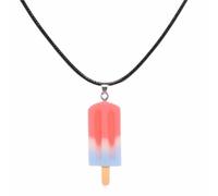 Popsicle Acrylic Necklace Handmade Funny Cartoon Colorful Rainbow Resin 3D Mini Ice Cream Snacks Food Chic Lightweight Leather Necklace for Women Men Boho Summer Beach Holiday Fashion Jewelry Gifts, M