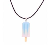 Popsicle Acrylic Necklace Handmade Funny Cartoon Colorful Rainbow Resin 3D Mini Ice Cream Snacks Food Chic Lightweight Leather Necklace for Women Men Boho Summer Beach Holiday Fashion Jewelry Gifts, M