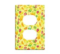 Popsicle Duplex Outlet Covers Wall Plate, Summer Playful Lemon Strawberry Summer Yellow Plastic Standard Size Face Plates for Electrical Outlets for New Apartment Home Bedroom Office Decor