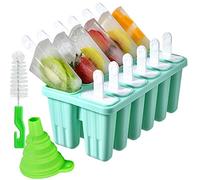 Popsicle Molds 12 Pieces Silicone Ice Pop Molds Popsicle Mold Reusable Easy Release Ice Pop Maker (12 Cavities-Green)