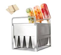 Popsicle Molds Stainless Steel - DIY Ice Cream Maker with Wooden Sticks for Easy Homemade Treats - Fun Kitchen Tool for Summer Desserts, 6 Molds