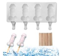 Popsicle Molds with Sticks Silicone Popsicle Molds, 4 Cavities Penis Popsicle Molds with Sticks, Cold/Heat-Resistant Ice Cream Molds, Non-Stick Reusable DIY Ice Molds for Cake Chocolate