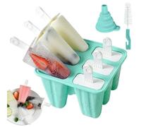 Popsicle Mould,6-Cavity Silicone Popsicles Molds,Ice Pop Mold,with 6 Reusable Sticks,Funnel,Cleaning Brush,Popsicle Maker Molds,Easy Release for Homemade DIY Popsicles
