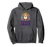 Popsicle Prince: Cute Royal Ice Cream Cartoon Pullover Hoodie, Adult Unisex, Dark Heather Grey, S