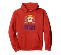 Popsicle Prince: Cute Royal Ice Cream Cartoon Pullover Hoodie, Adult Unisex, Red, S