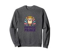 Popsicle Prince: Cute Royal Ice Cream Cartoon Sweatshirt, Adult Unisex, Dark Heather Grey, S