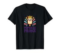 Popsicle Prince: Cute Royal Ice Cream Cartoon T-Shirt, Men, Black, 4XL