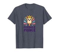Popsicle Prince: Cute Royal Ice Cream Cartoon T-Shirt, Men, Heather Blue, M