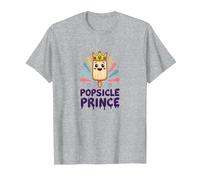 Popsicle Prince: Cute Royal Ice Cream Cartoon T-Shirt, Men, Heather Grey, XL